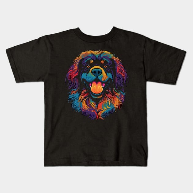 Tibetan Mastiff Smiling Kids T-Shirt by JH Mart